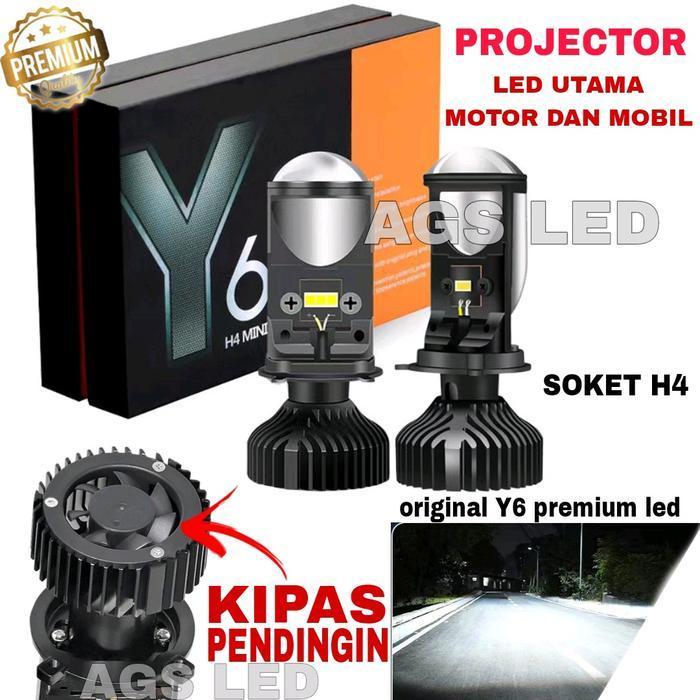 LAMPU UTAMA MOBIL DAN MOTOR Y6 PRJECKTOR MINI SOKET H4 SUPER TERANG 12-24 VOLT / LAMPU UTAMA LED MOB