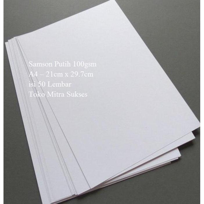 A4 Samson Putih Bleached Sack Kraft 80Gsm 100Gsm 120Gsm 150Gsm Isi 50 Lembar