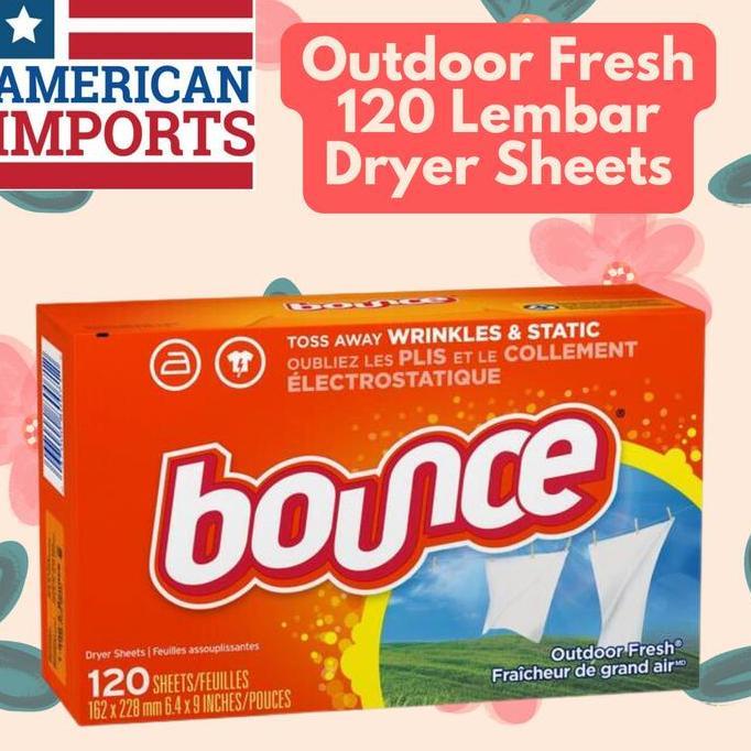 120 Sheets - USA Bounce Fabric Softener & Dryer Sheets - Outdoor Fresh