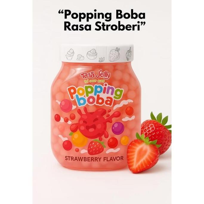 remonasyah.store - boba strawberry 5gr popping jelly meletus rasa enak harga murah ekonomis jajanan 