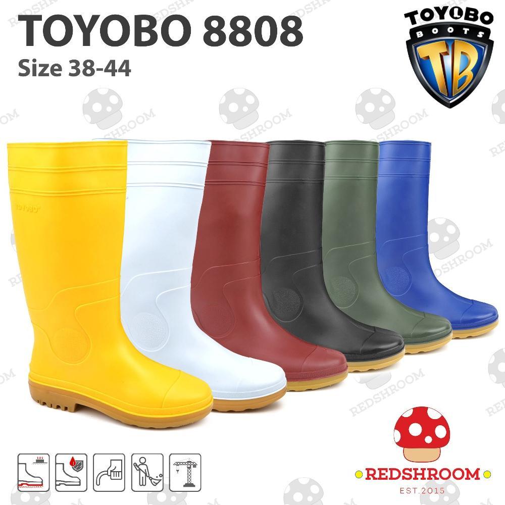 Sepatu Boot Tinggi TOYOBO 8808 Putih Maroon Kuning Hijau Biru Hitam Karet Lokal Lentur Anti Slip Air