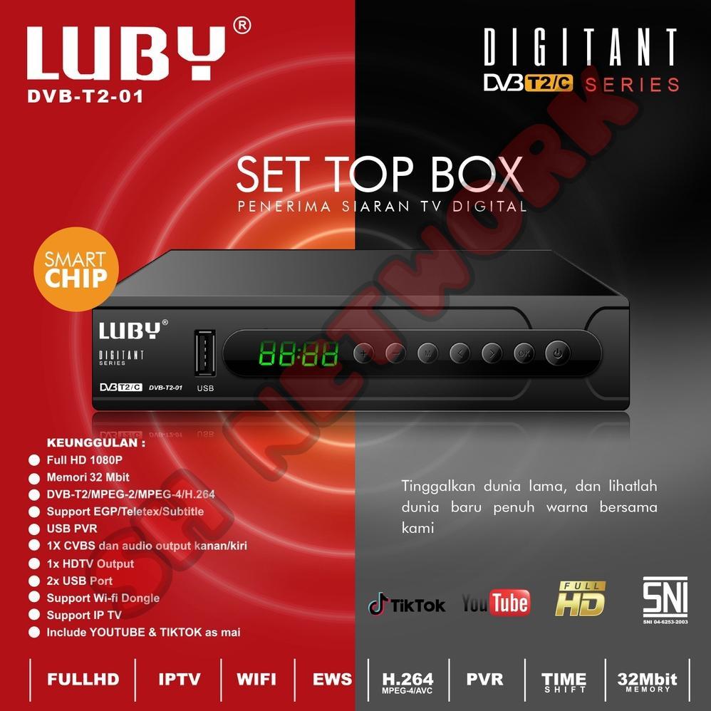 STB Luby 01 02 03 Set Top Box Matrix Apple Merah Kuning Burger 5Star STB100 DVB T2 Digital Super HD