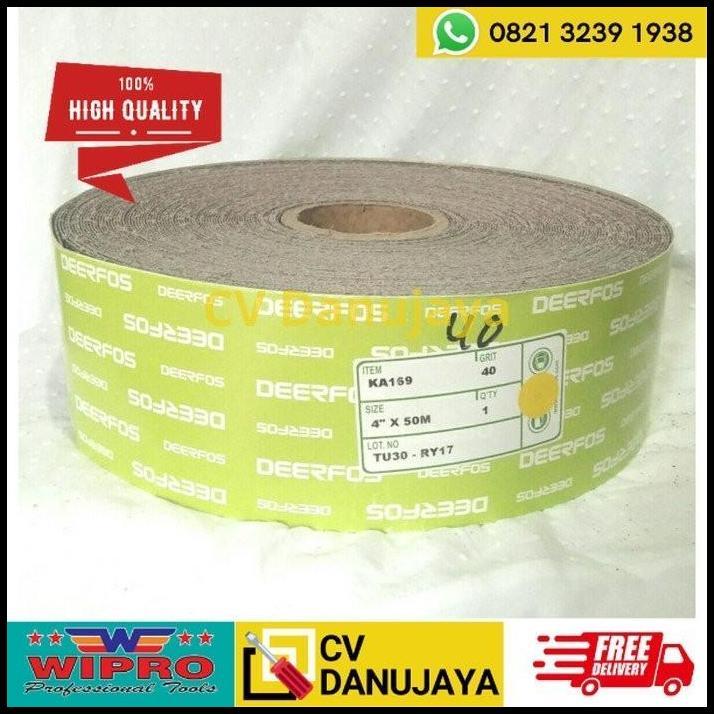 TERLARIS KERTAS GOSOK AMPLAS ROLL KAIN KAKU 4" 50 MTR GRIT 80 DEERFOS XA167