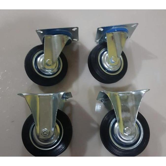 NEW RODA TROLI 4 INCH KARET PUTAR MATI BEST