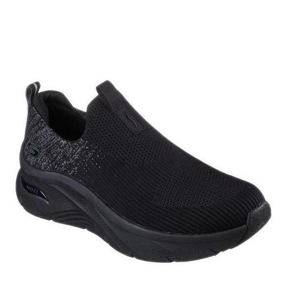 SKECHERS ARCH FIT D'LUX MEN'S FITNESS SLIP ON SHOES - BLACK