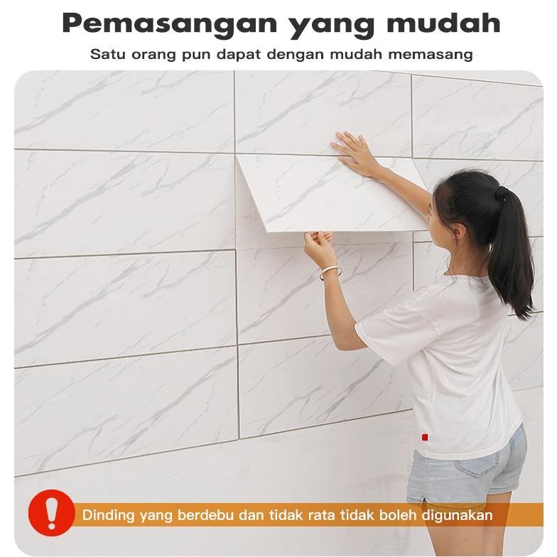 [20 Lembar] Wallpaper Sticker Dinding 30X60Cm Motif Marmer Stiker Keramik Lantai Anti Air Minyak Unt