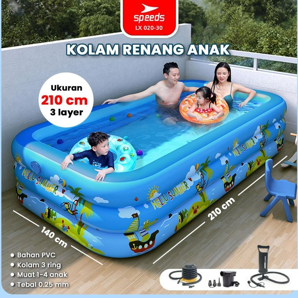 READYY SPEEDS Kolam Renang Anak-anak 210cm Kolam Renang Motif Lucu Bahan Kuat Portable Swimming Pool
