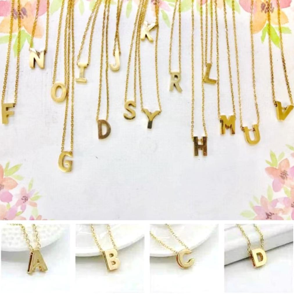 GARANSI` QDD Kalung titanium inisial huruf kualitas terbaik / Kalung huruf nagita titanium / Kalung 