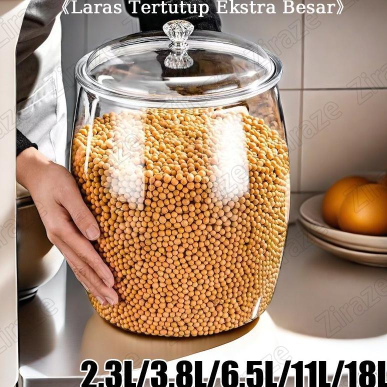 Wadah Plastik Kedap Udara Kapasitas Besar Toples Transparan Anti Bocor Tempat Penyimpanan Rempah Dap