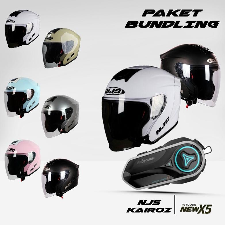 [FULLSET] NJS KAIROZ SOLID HALF FACE SNI INCLUDE INTERCOM RETOUCH X5 NEW BERGARANSI 12 BULAN