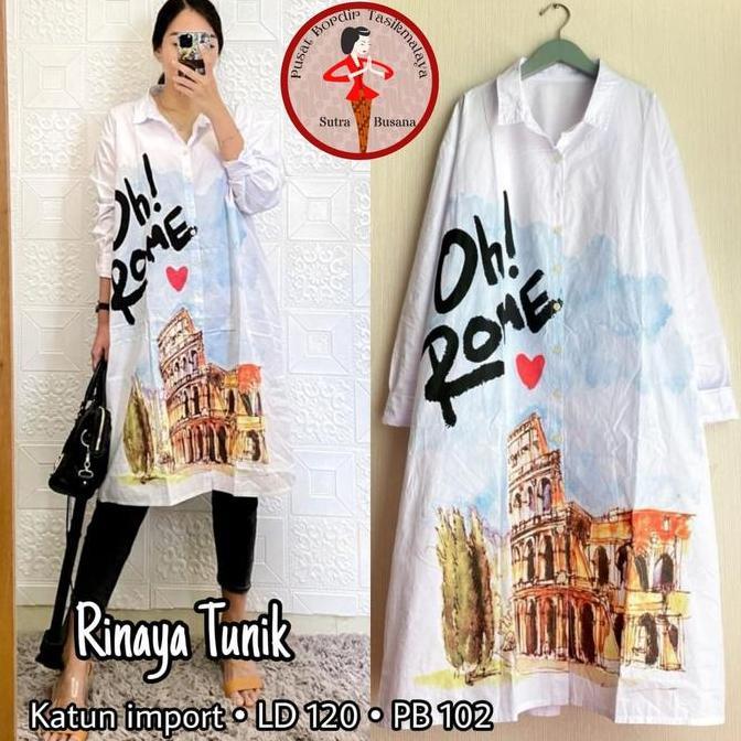 Atasan Midi Dress Tunik Katun Rinaya