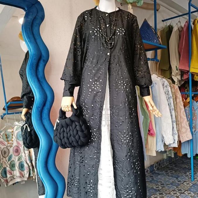Imani Butik | Tunik Reine Fashion Muslim Model Tunik Bahan Katbol Panjang Santai Kancing Wanita Katu