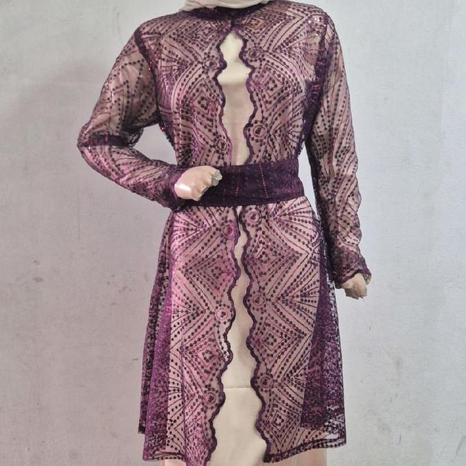 Hadju Outer Wear  / Atasan Rompi Luaran Bahan Brukat Tulle Premium / Cardigan Bahan Brukat Tulle Mus