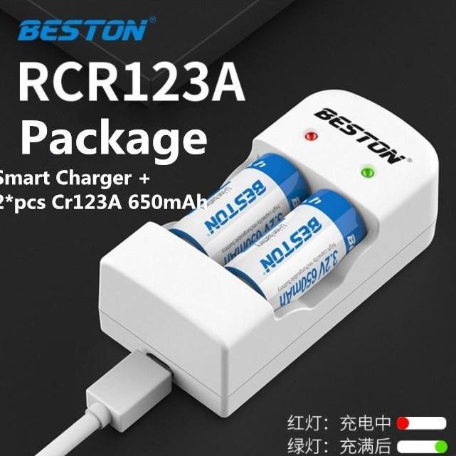 Beston Rechargeable Battery (Baterai Cas) CR123 / CR 123A 650mAh