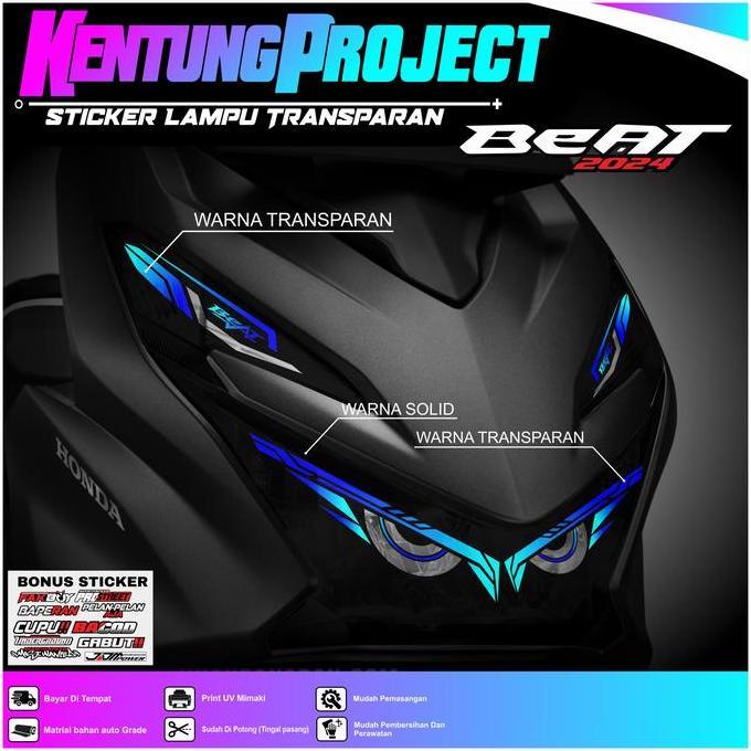 FREE ONGKIR STIKER LAMPU BEAT DELUXE 2024-2025 STIKER VARIASI LAMPU ALIS DEPAN BELAKANG+STICKER MOTO