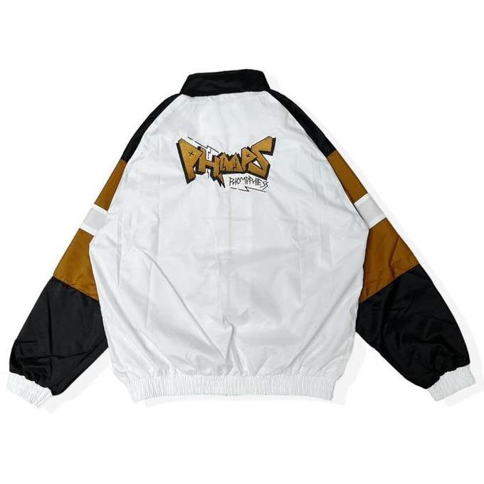 PHOMPPHIESS Jaket Retro Putih strip Kubus Jacket Sport Pria wanita Parasut
