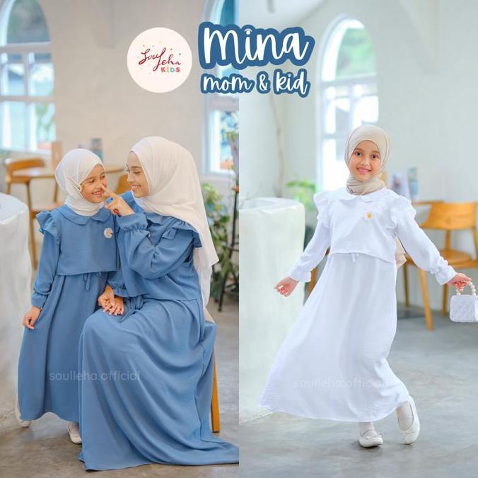 Soulleha Gamis Anak Mina Crinkle Airflow Premium 1-11 Tahun elegan zikra putih pakaian muslim anak p