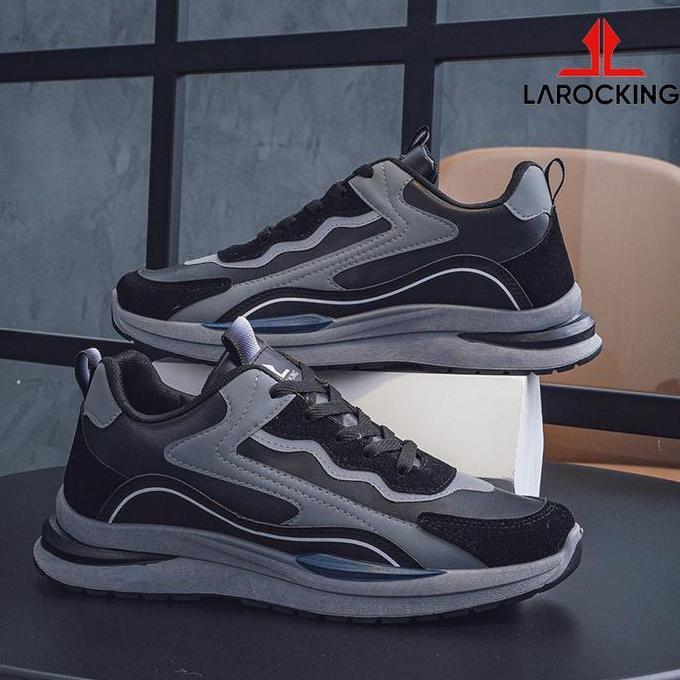 Larocking - Klaros Hitam Abu | Sepatu Sneakers Casual Gym