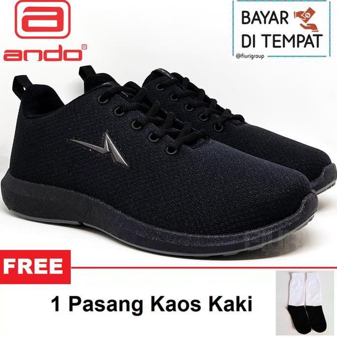 ANDO PINO 39-43 FULL HITAM SEPATU LARI FITNES SENAM PRIA
