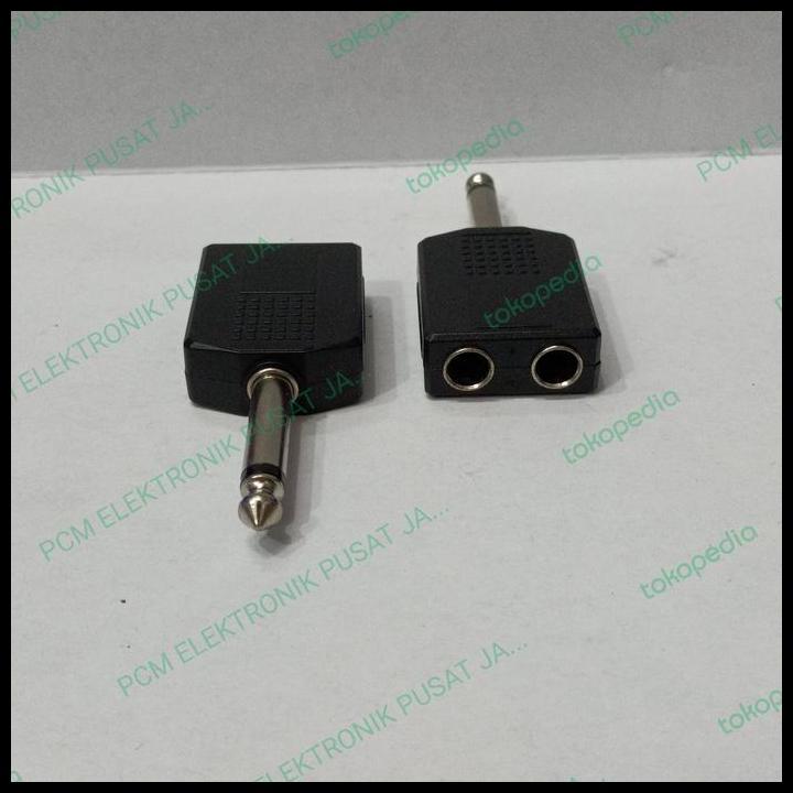 DISKON 1750 KONEKTOR SAMBUNGAN T 1 COWOK JACK JEK AKAI MIC TO 2 AKAI FEMALE 