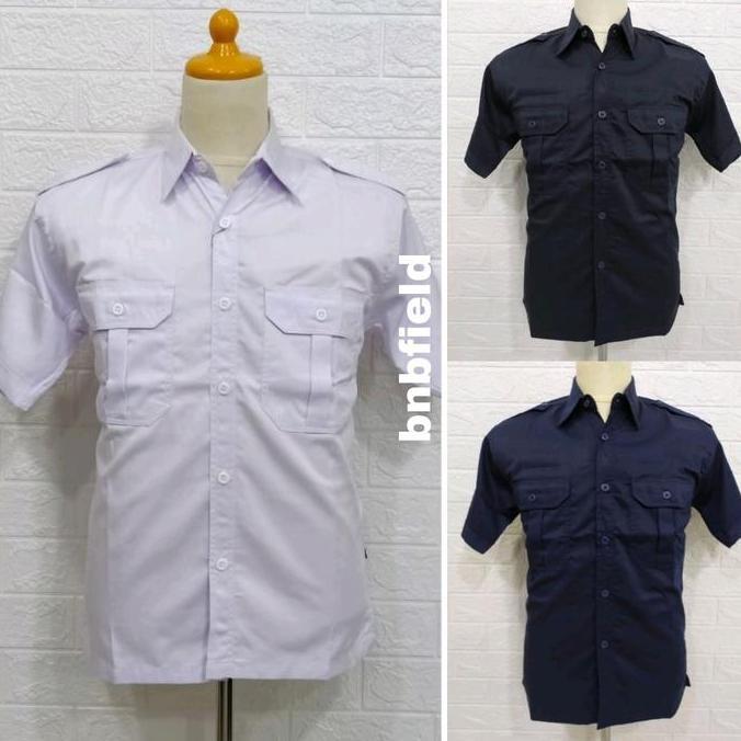 KEMEJA SERAGAM PDH PUTIH BAHAN AMERICAN DRILL