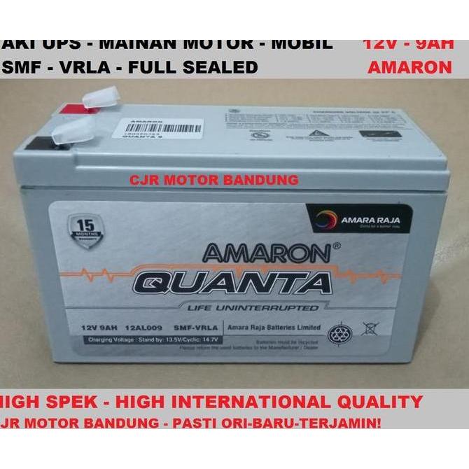 AMARON QUANTA Aki Battery 12V 9Ah baterai UPS Mainan Motor Mobil 12FM7