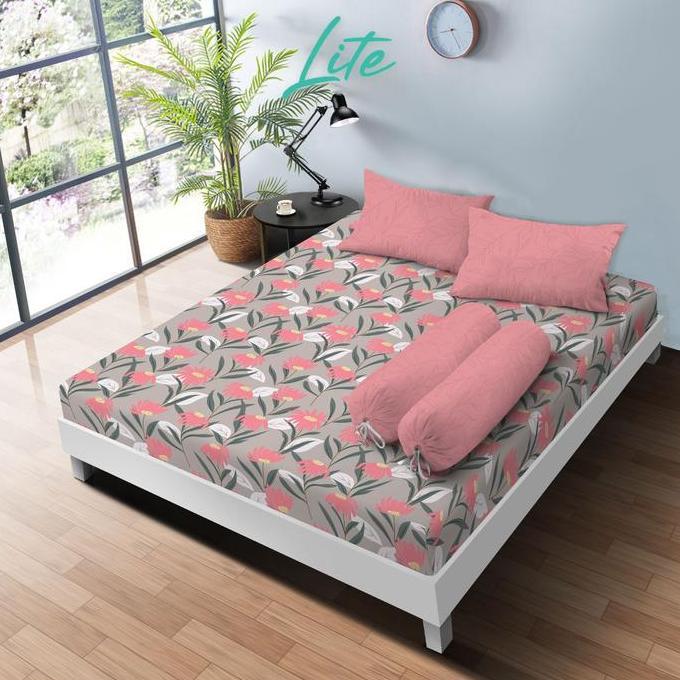 Sleep- Kintakun Lite Sprei Satu Set 160 X 200 / 180 X 200 Microfiber 20 Cm Sarung Bantal Guling Kain