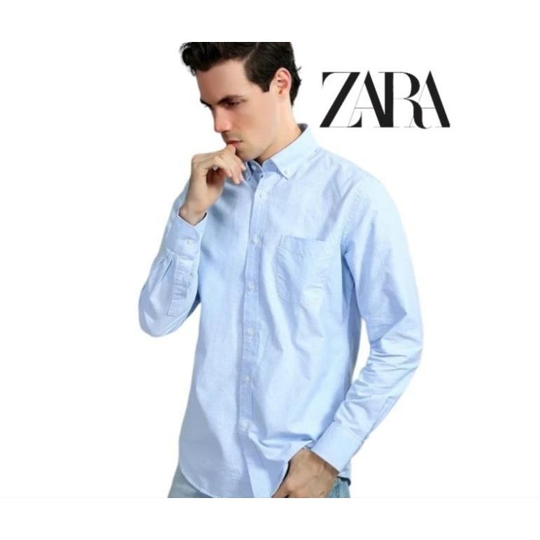 ZARA Kemeja Pria Lengan Panjang Casual Slim Fit