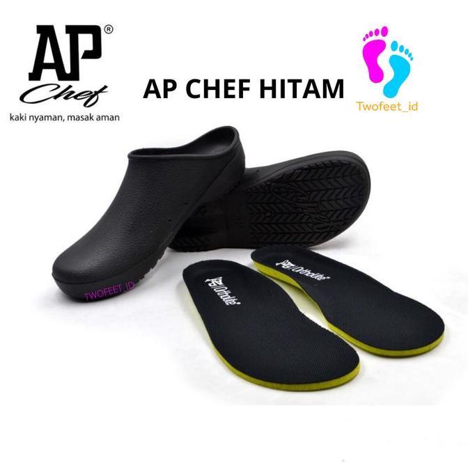 AP CHEF HITAM & PUTIH SIZE 38 - 45 - SEPATU AP CHEF - SEPATU KOKI - SEPATU AP CHEF