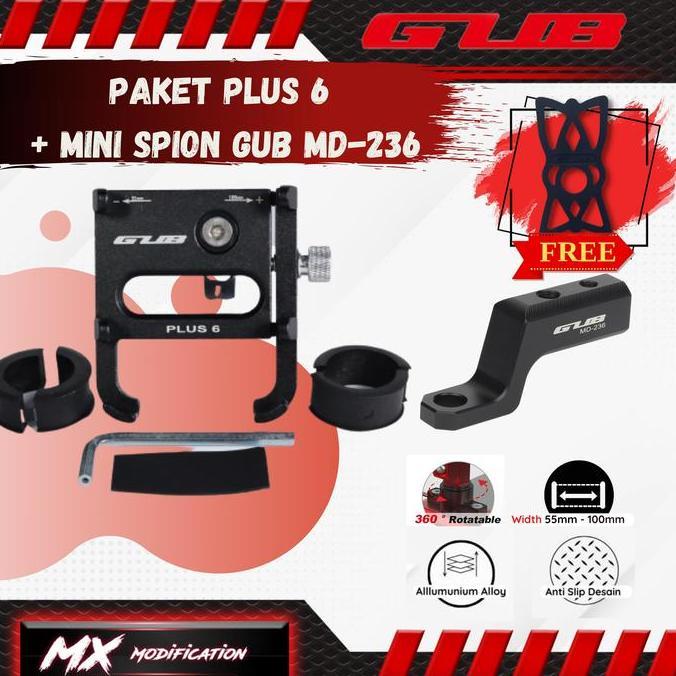 GUB Plus 6 Holder Handphone Allumunium Alloy Original Aluminium Hitam Terlaris