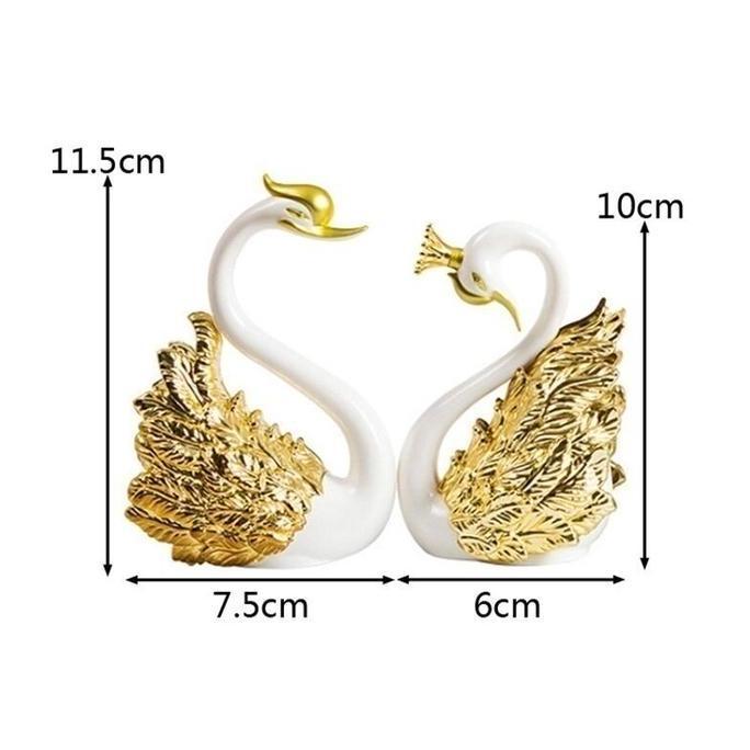 Dekdok- Vixplorn Pajangan Sepasang Angsa/Sepasang Angsa Gold /Plastik Silver Hiasan Flaminggo Pajang