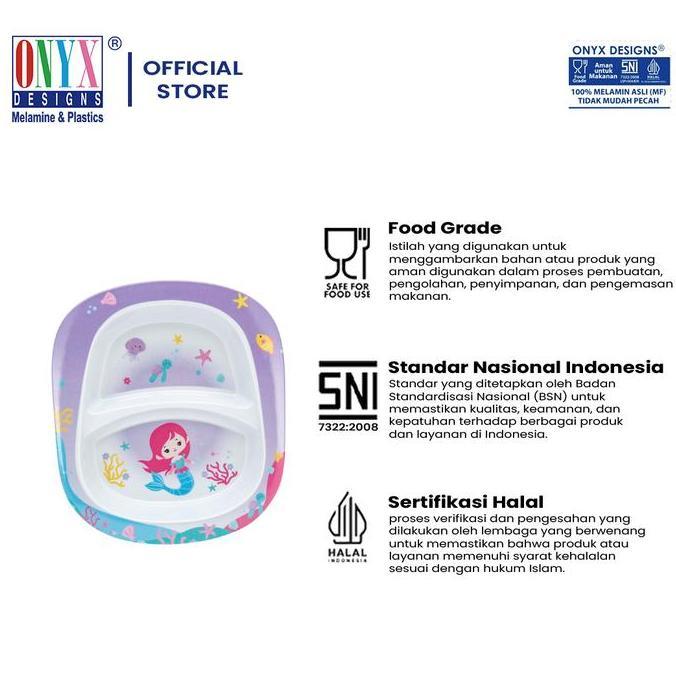 Terpopuler- Onyx Seiv, Piring Makan Anak Sekat 9 Inch : Melamin, Aman Untuk Makanan, Halal, Afs09S K