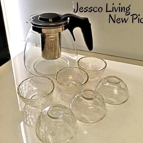 Cookwe- Teapot Kaca / Teko Kaca Teh Dan Kopi Dengan Saringan 1500Ml