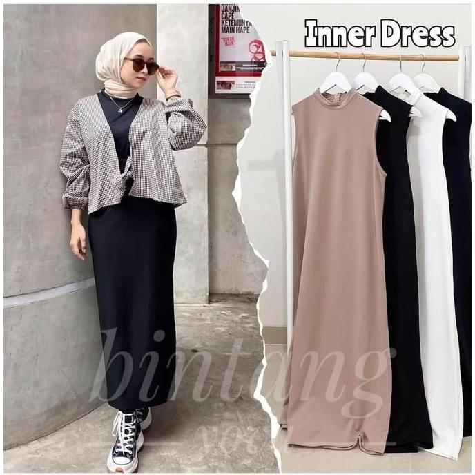 Busananew- Inner Dress Lekbong Wanita Tanpa Lengan Manset Gamis Lengan Buntung Dalaman Inner Perempu