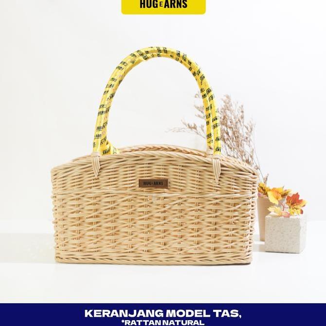 HUGeARNS - Tas Keranjang Rotan Tas Hampers Rotan / Keranjang Rotan Persegi / Tas Keranjang Belanja A