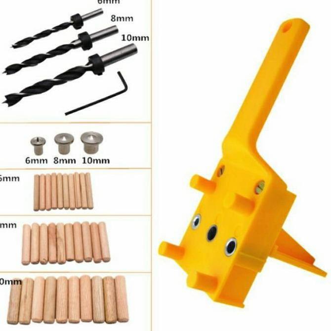 Dayhpy- Dowel Jig + Mata Bor Dowel, Dowel Kayu Plus Mata Bor Dowel