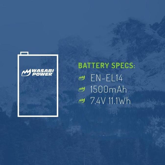 Camwoi- Wasabi Power Battery For Nikon En-El14 En-El14A Enel14 Enel14A En El14 El14A Baterai D3100 D