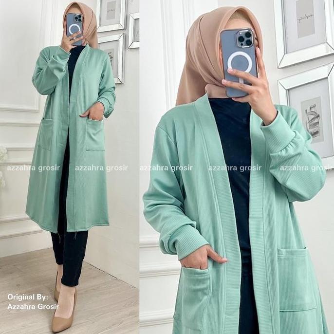NEW Azzahra Grosir - Celsia Mango Knit Cardigan Wanita Panjang Knit Rajut / 513-7091 Knitwear Kardig