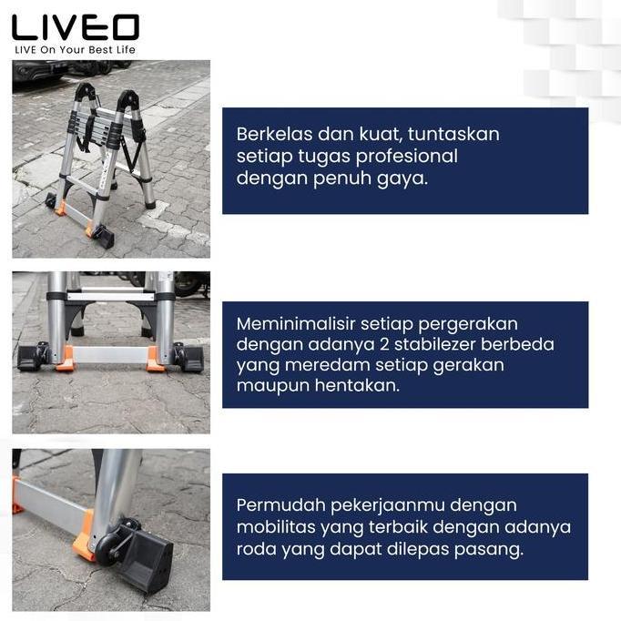 Tangga Double Magic Telescopic Liveo LV-222 / Tangga Lipat Alumunium Teleskopik Ganda (TERBAIK) (TER