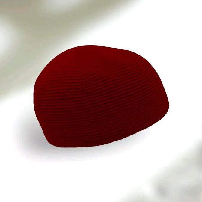 Uwouwo- Kopiah Rajut Model Yaman Polos Dewasa Lingkar Kepala 55-60 Cm Muslim - Songkok Peci Katun Le