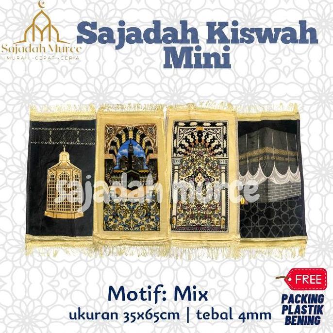 Youai- Sajadah Kiswah Mini Cream Dan Hitam Arbain Ukuran Mini 35X60Cm Sajadah Muka Sajadah Kepala Su