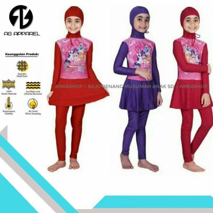 BAJU RENANG MUSLIM ANAK LOL PONY UNICORN 4- 12 TAHUN