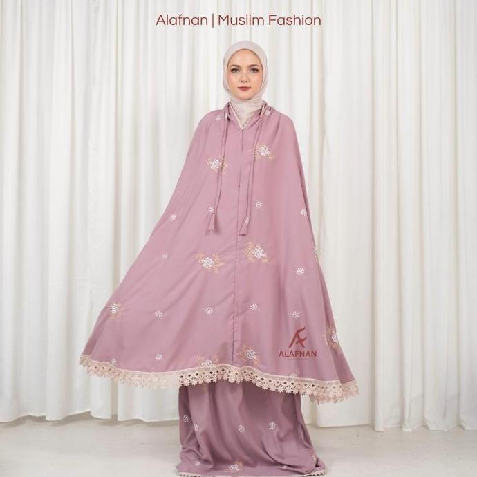 BEST SELLER ALAFNAN - MUKENA DEWASA KATUN BORDIR PREMIUM MEWAH JUMBO TERBARU SERIES ELMIRA ATASAN BA