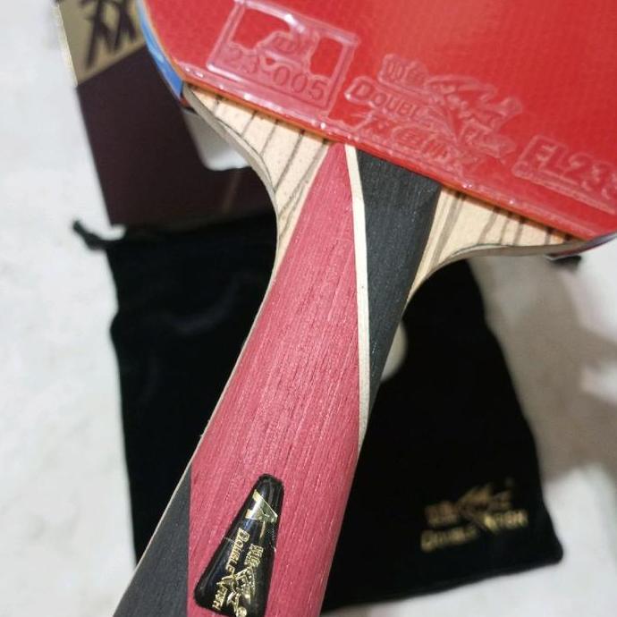 BET PIMPONG DOUBLE FISH 8A-C CARBON ORIGINAL PRO PLAYER BAT TENIS MEJA Super Light Weight dengan Han