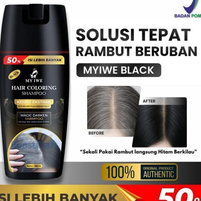 My Iwe Hair Colng Shampo Hitam Shampoo Penghilang Uban Sampo My Iwe Penghitam Rambut Uban