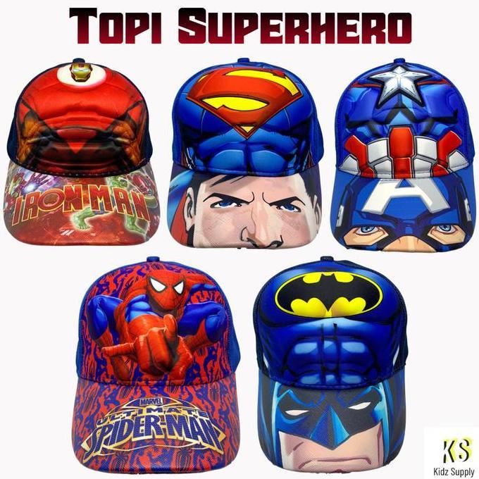 Topi Anak Laki Laki Timbul Kidz Supply gambar Marvel spiderman ironman