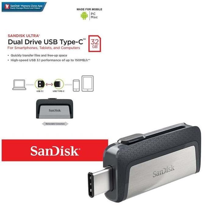 Flashdisk Sandisk OTG 32GB USB 3.0 & USB Type C