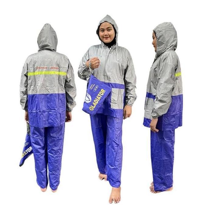 CLAI Setelan Jas Hujan Jaket Celana Spartan Gladiator JC-101 PVC Lentur Waterproof All Size Pria Wan