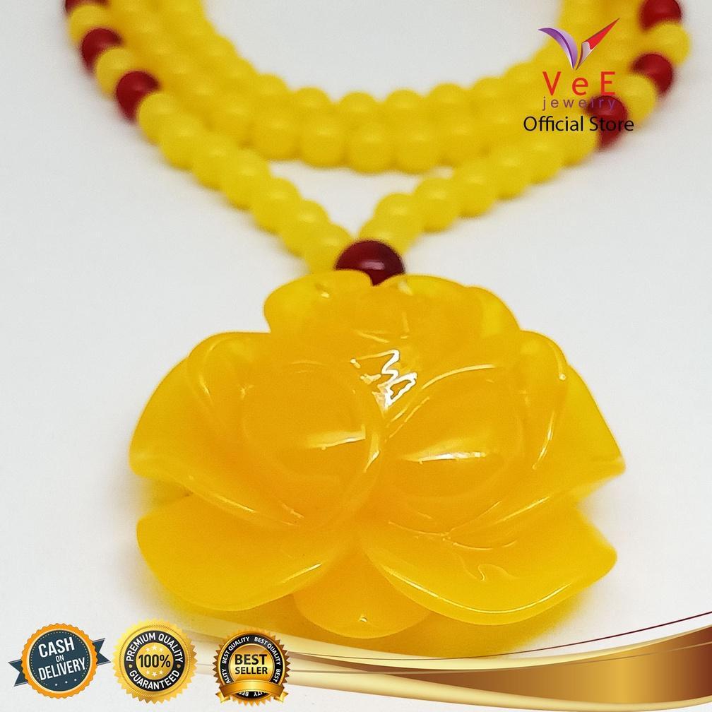 Kalung Liontin Resin Getah Amber Kuning - VeE Kalung Wanita Pria