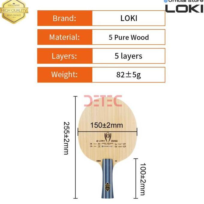 LOKI KIRIN K2 Blade Pingpong - Tenis Meja Kayu Raket (TERBAIK) (TERBARU) (TERMURAH)